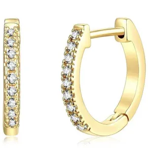 14K Gold Plated Cubic Zirconia Cuff Huggie Earrings