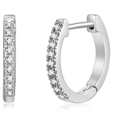 14K Gold Plated Cubic Zirconia Cuff Huggie Earrings