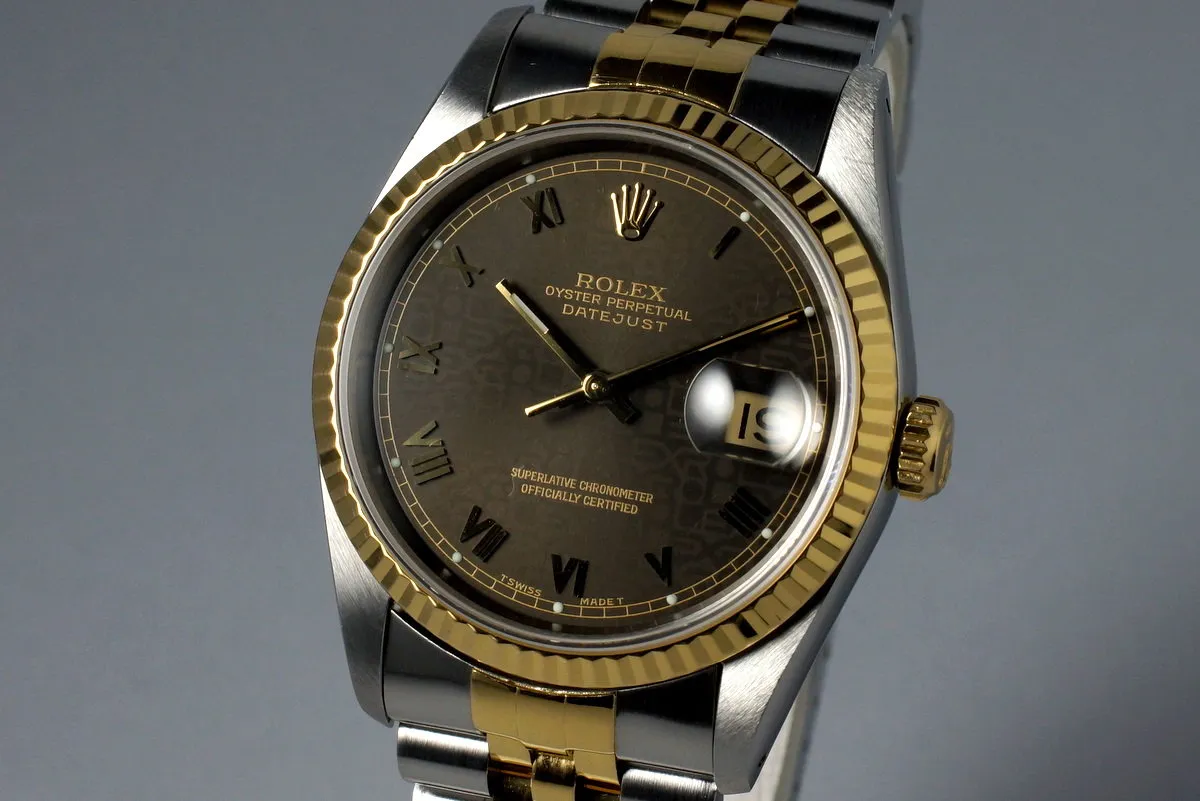 1991 Rolex Two Tone DateJust 16233 Dark Gray Roman Computer Dial