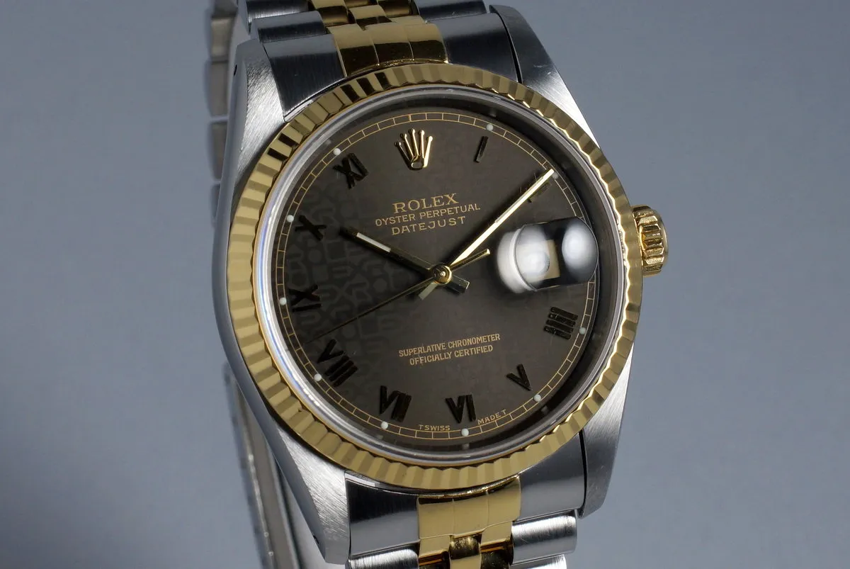 1991 Rolex Two Tone DateJust 16233 Dark Gray Roman Computer Dial