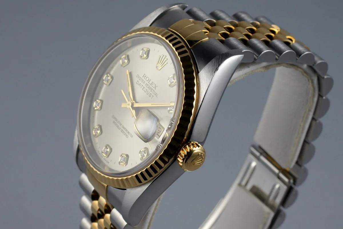 1995 Rolex Two Tone DateJust 16233 Factory Diamond Gray Dial