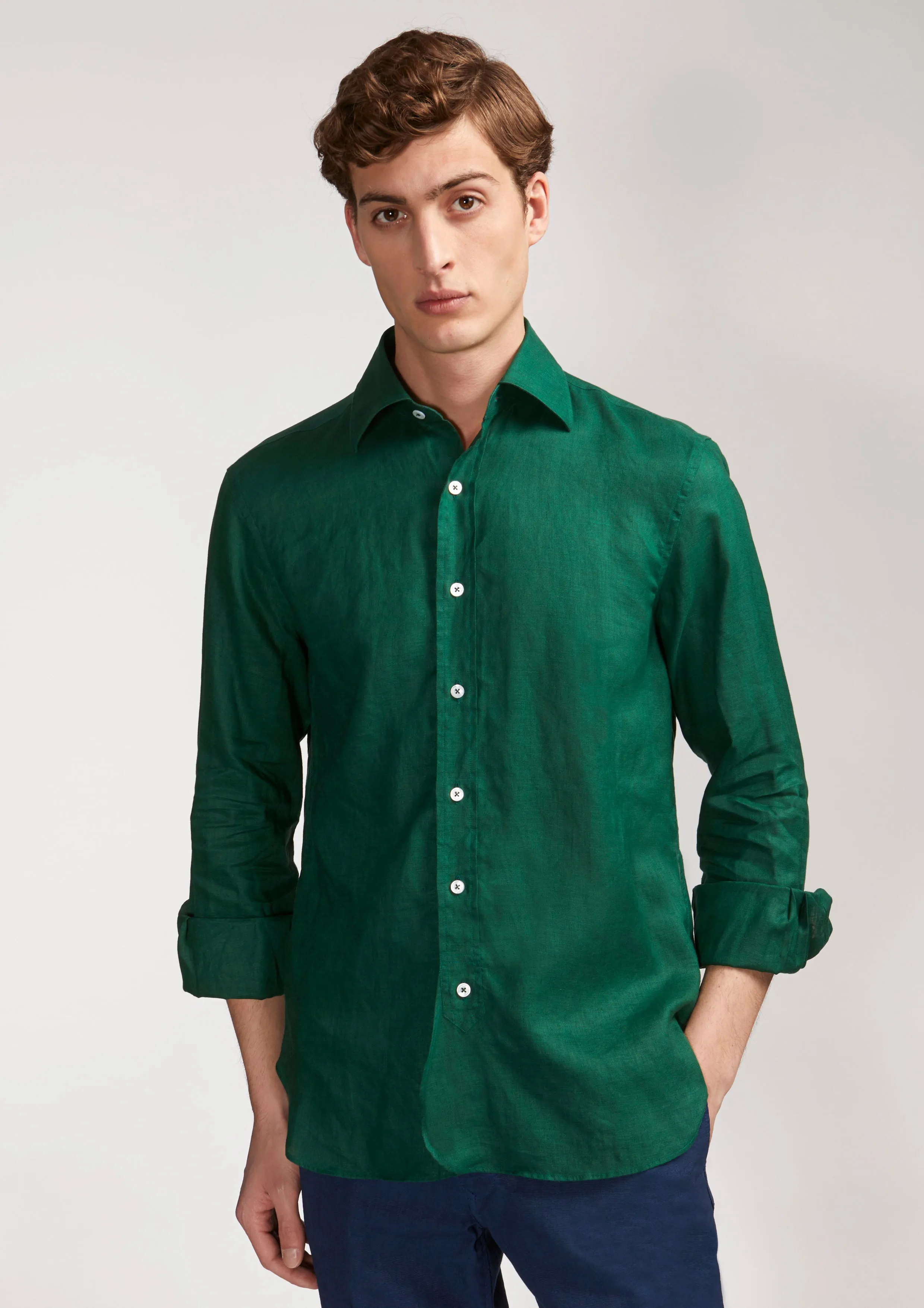 AALBENGA SOLID LINEN SHIRT