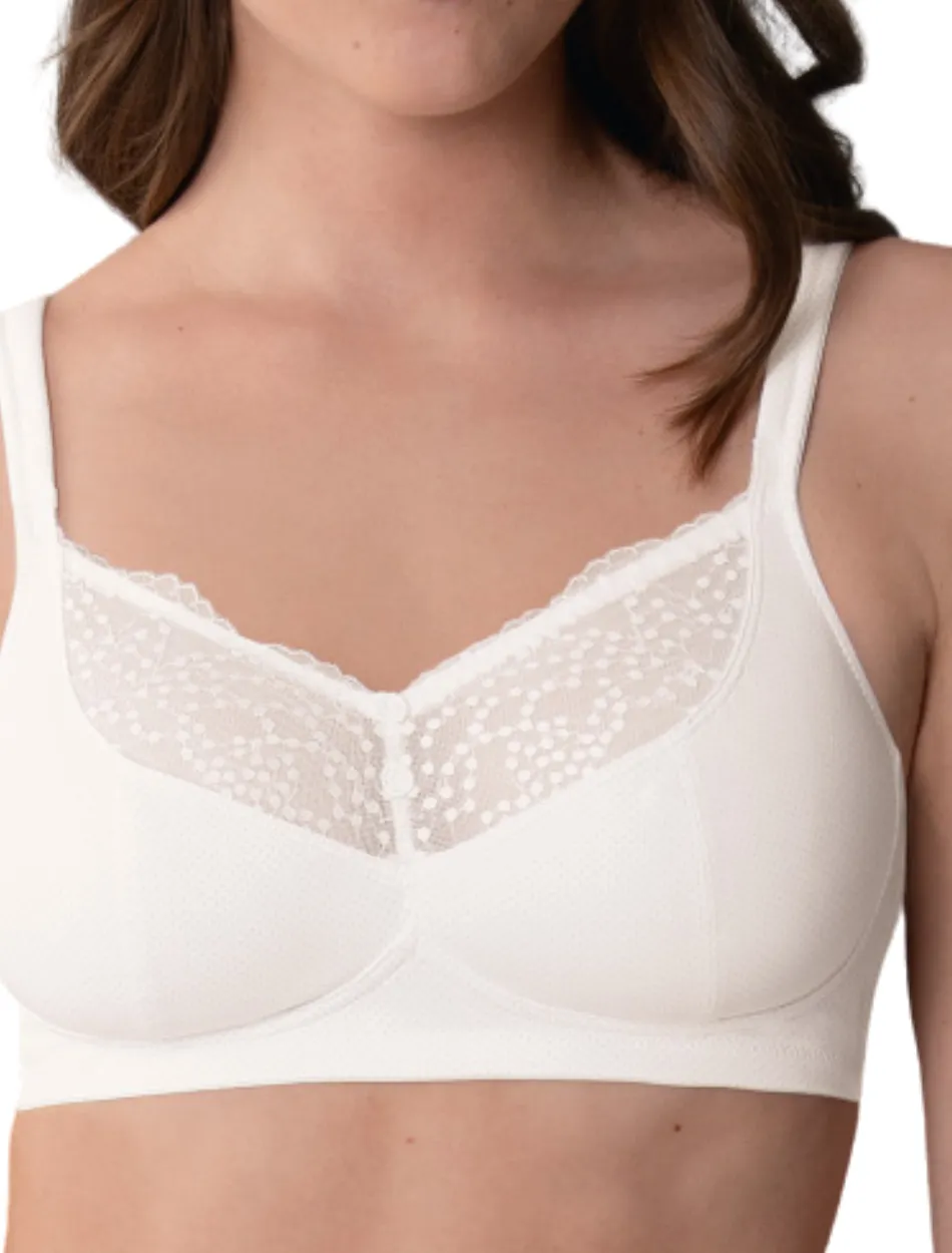 Anita Orely Mastectomy Bra Wireless Post Operative Bra, White | White Mastectomy Bra | Anita Orely Post Mastectomy Bra