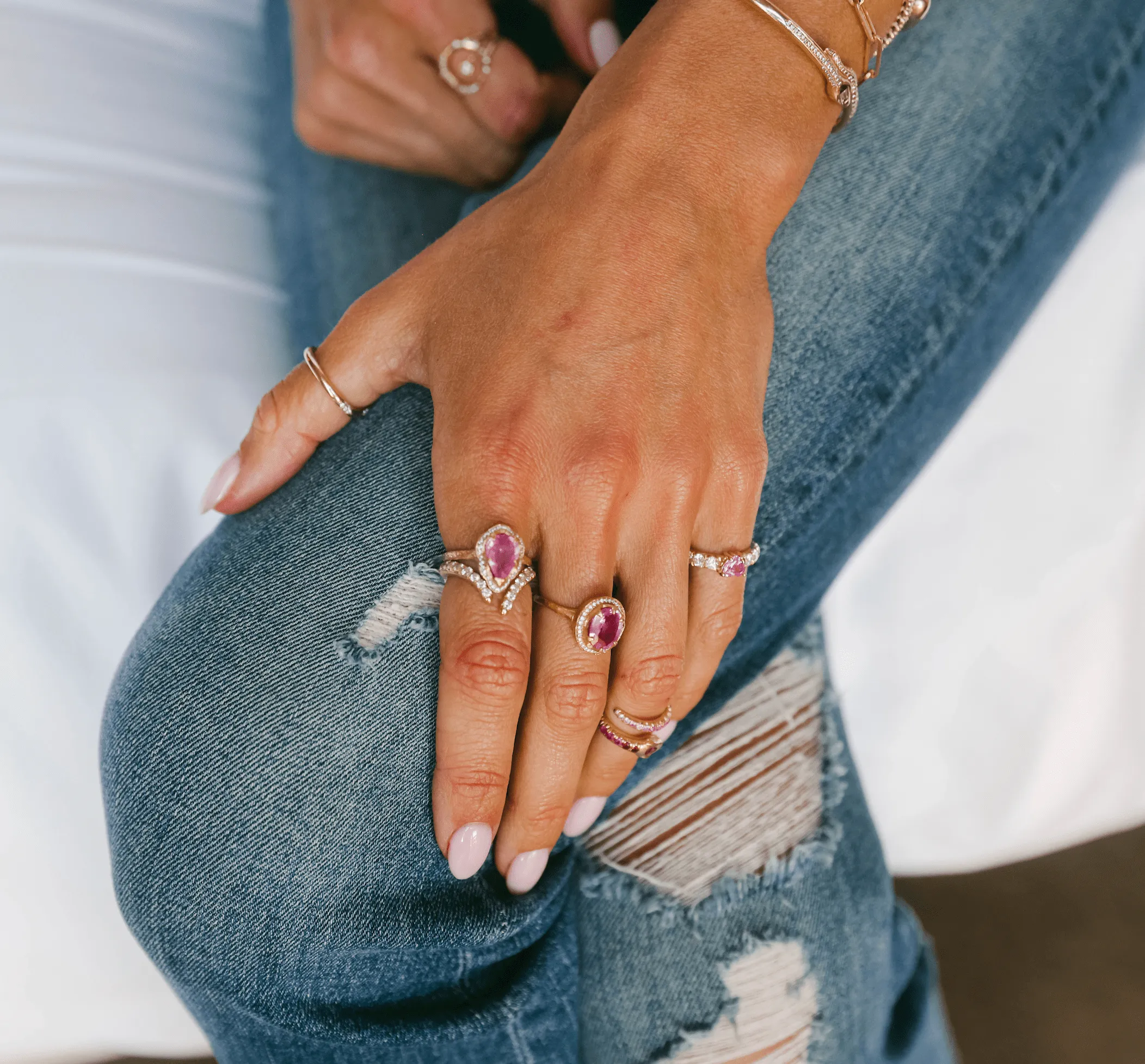 Baby Queen Water Drop Pink Sapphire Ring with Full Pavé Halo