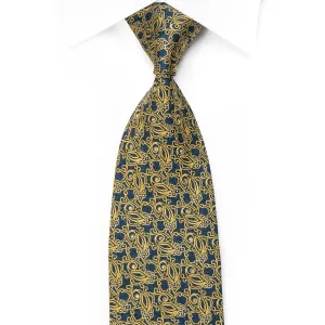 Blu Moon Men's Crystal Tie Yellow Anthemion On Blue With Silver Sparkles