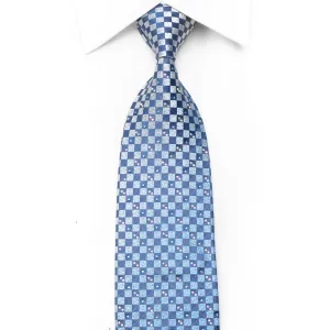 Bruno Baffi Men's Rhinestone Necktie Blue Checkered With Red Sparkles