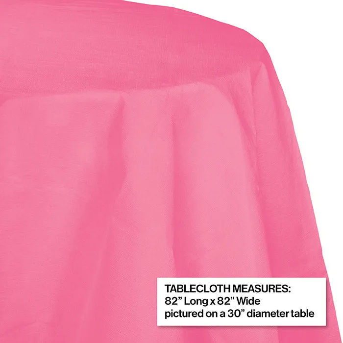 Bulk Candy Pink Round Paper Table Covers 82 inch 82 inch (12 per Case)