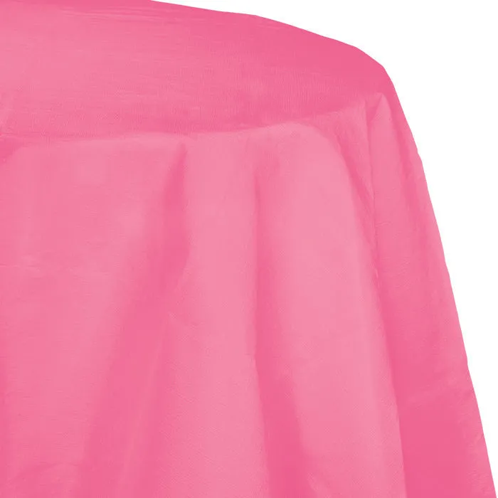 Bulk Candy Pink Round Paper Table Covers 82 inch 82 inch (12 per Case)