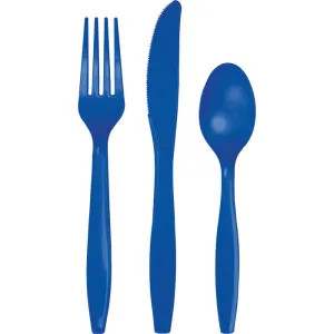 Bulk Cobalt Blue Assorted Plastic Cutlery (288 per Case)