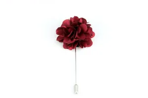 Burgundy Satin Blend Flower Lapel Pin