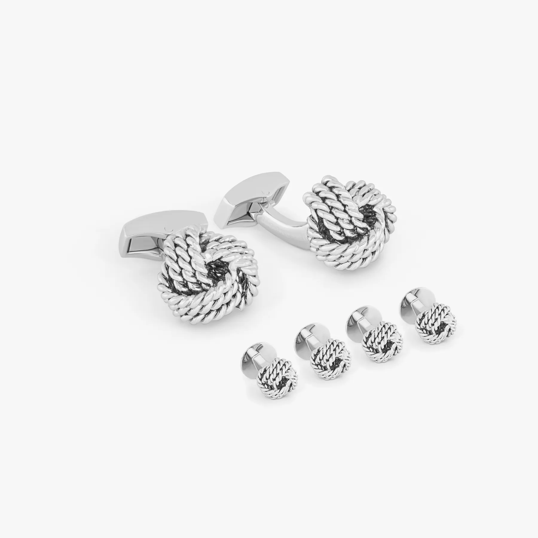 Cable Knot Stud Set In Palladium Plated