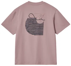 Carhartt WIP Womens Stitch T Shirt Glassy Pink Dark Navy