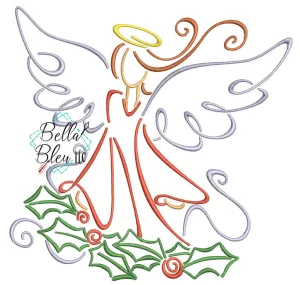 Christmas Angel Satin Swirl Machine Embroidery Design