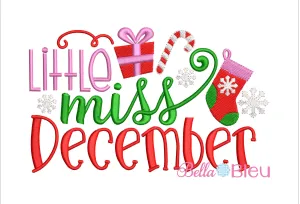 Christmas Little Miss December Machine Embroidery design