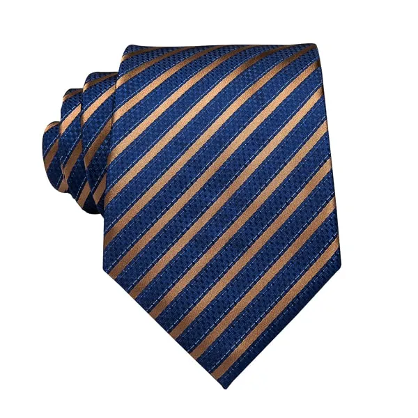 Classy Men Blue Copper Stripe Silk Tie