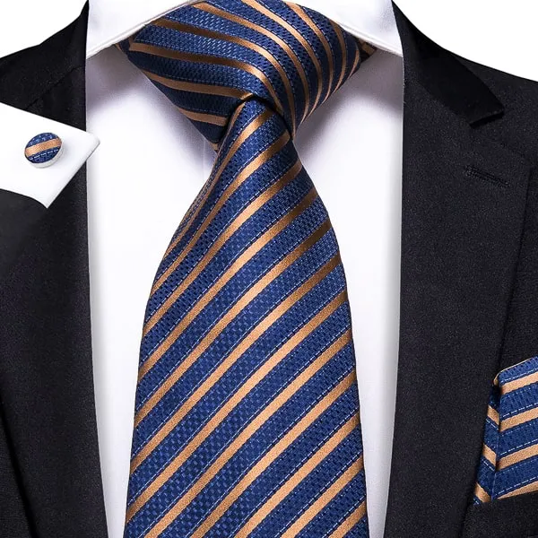 Classy Men Blue Copper Stripe Silk Tie