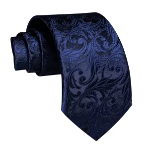 Classy Men Dark Blue Floral Silk Necktie