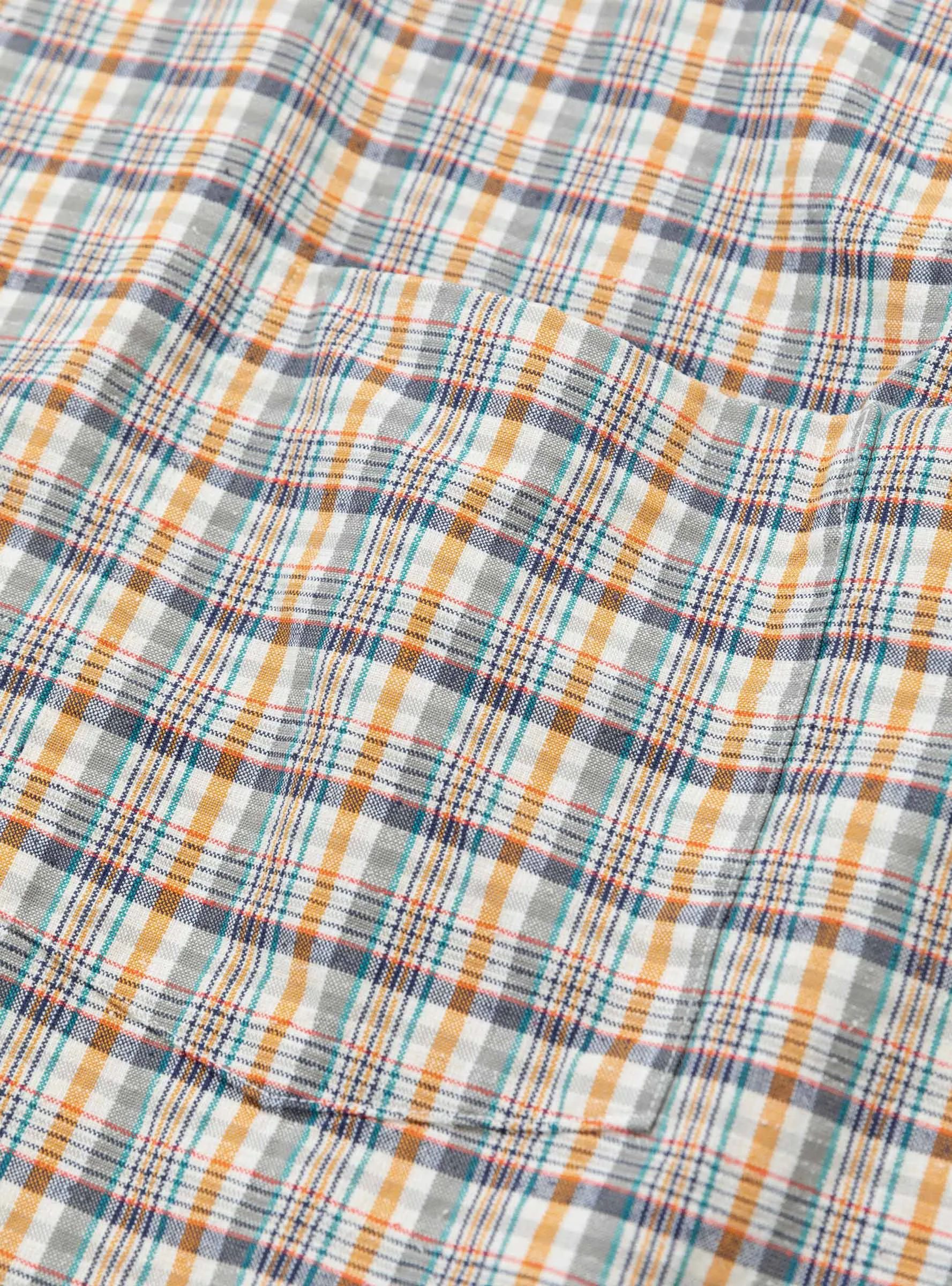 Cotton Silk Euro Check Shirt Sunset