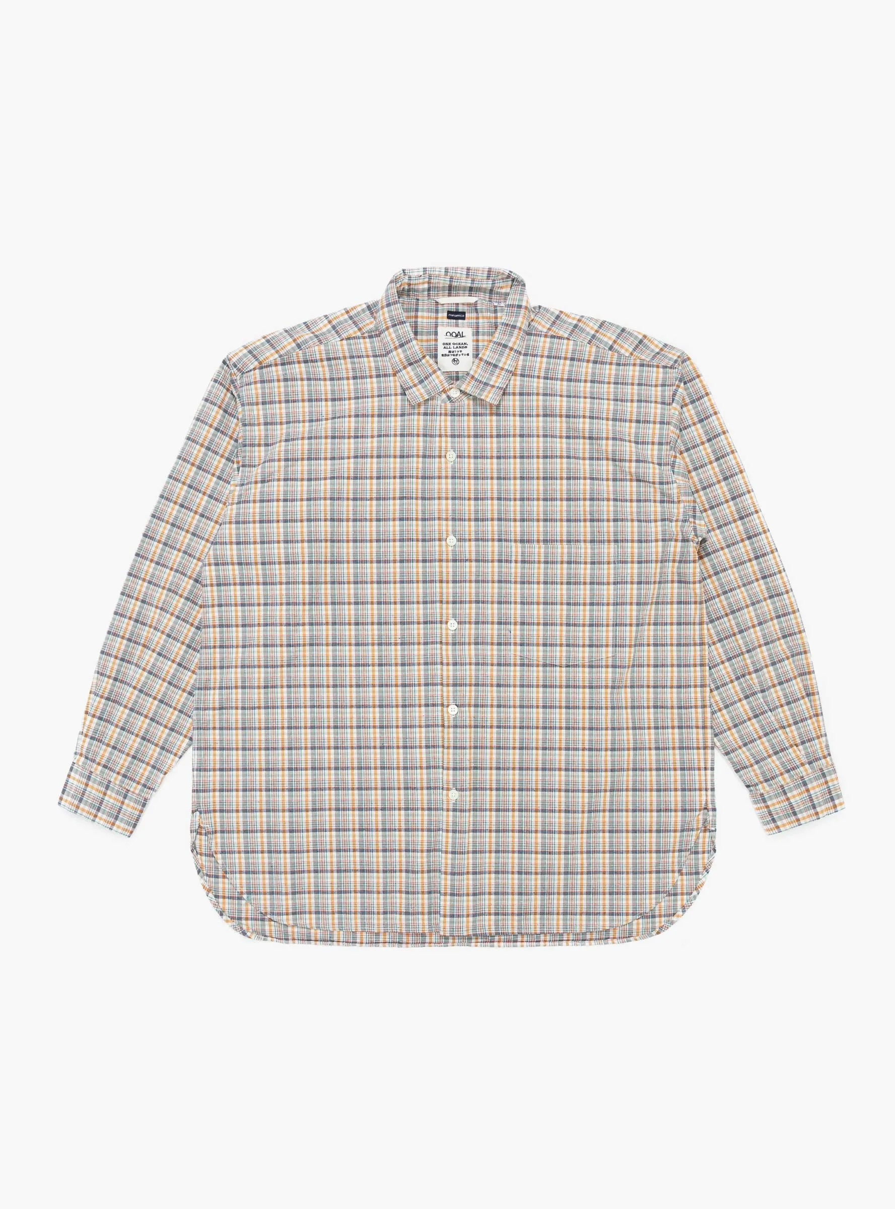 Cotton Silk Euro Check Shirt Sunset