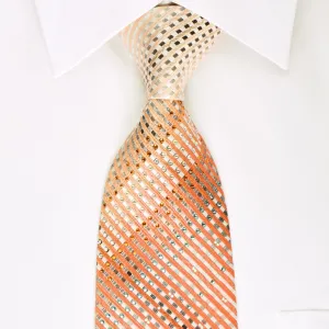 Countess Mara Rhinestone Necktie Orange Stripes On Silver With Blue Sparkles