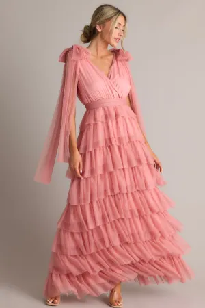 Creating Memories Dusty Rose Tiered Tulle Maxi Dress