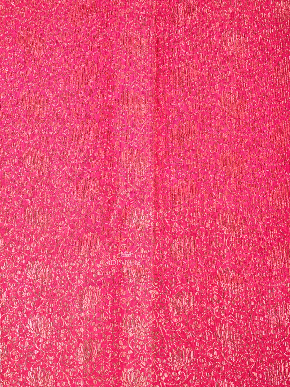 Dark Pink Pure Kanchipuram Silk Saree with Floral Patterns on the Body and with Contrast Border