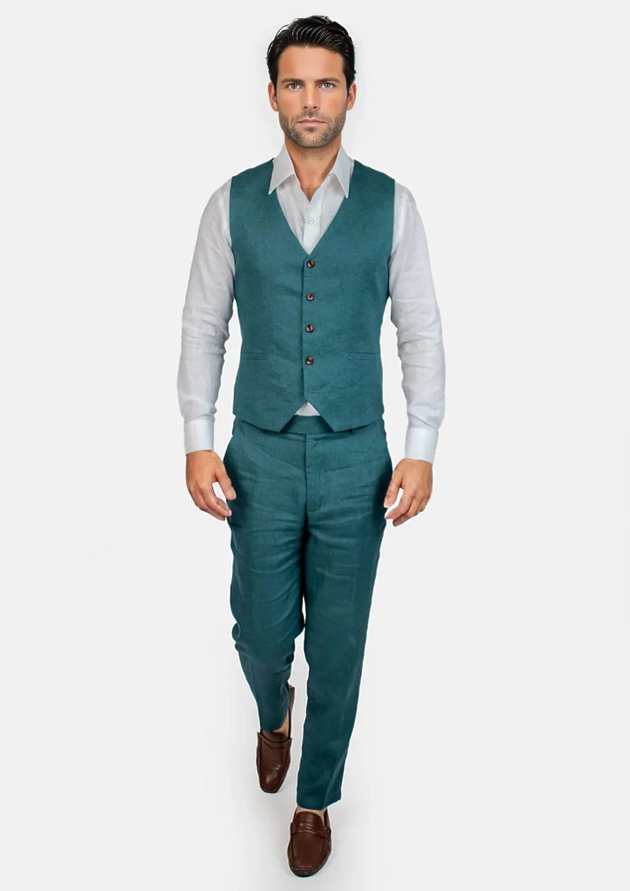 Deep Teal Linen Vest