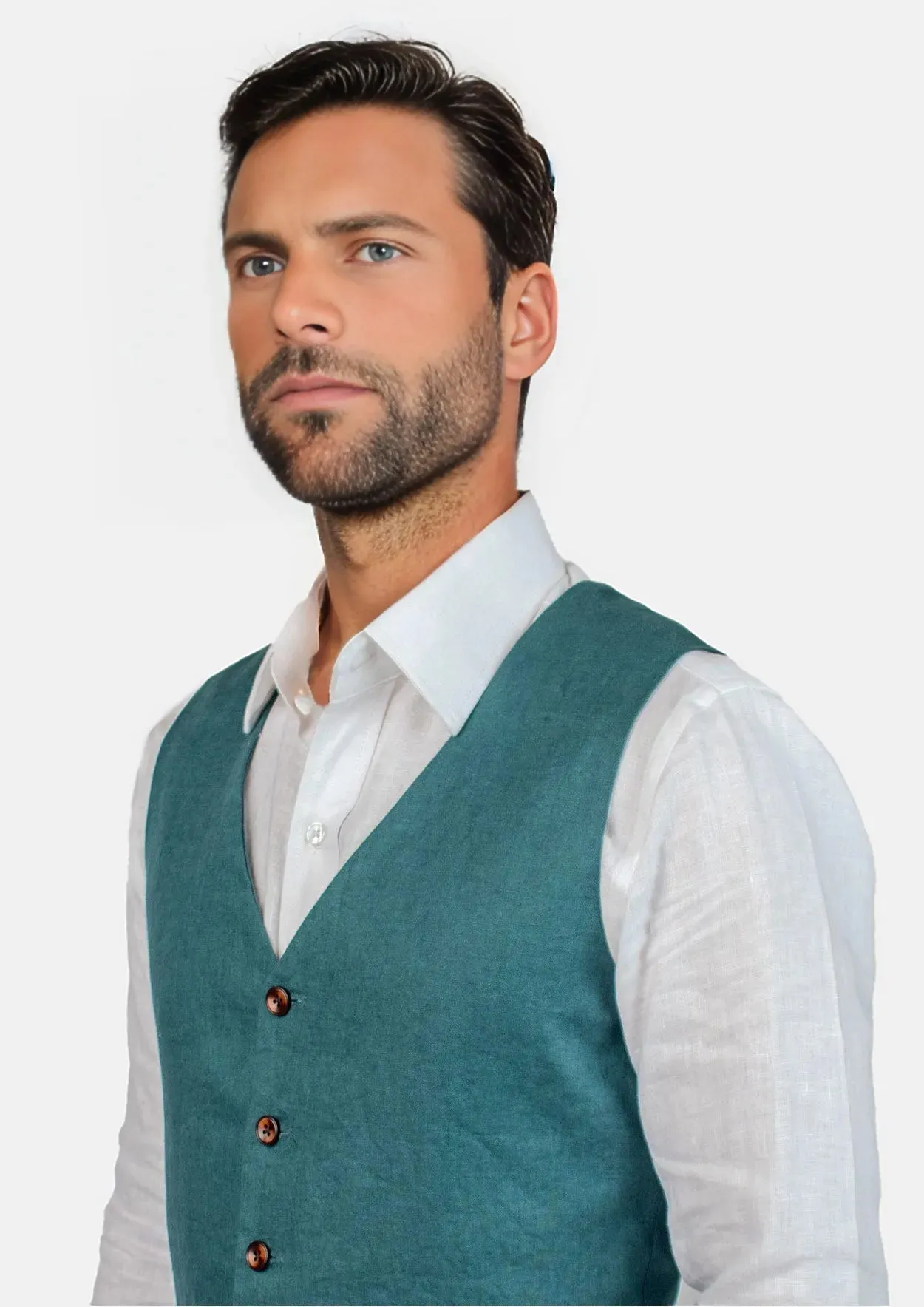 Deep Teal Linen Vest