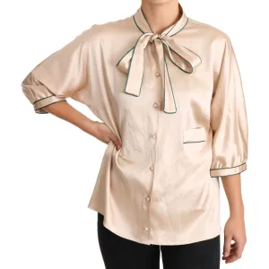 Dolce & Gabbana Elegant Beige Silk Blend Blouse Top