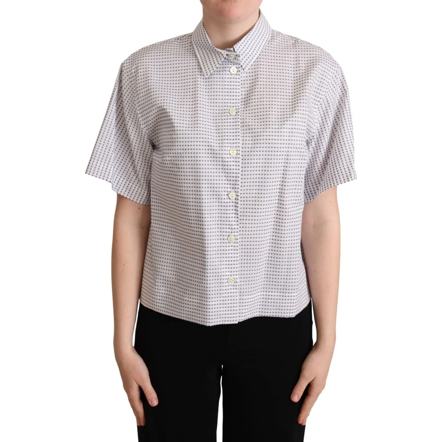 Dolce & Gabbana Elegant Polka Dots Collared Polo Top