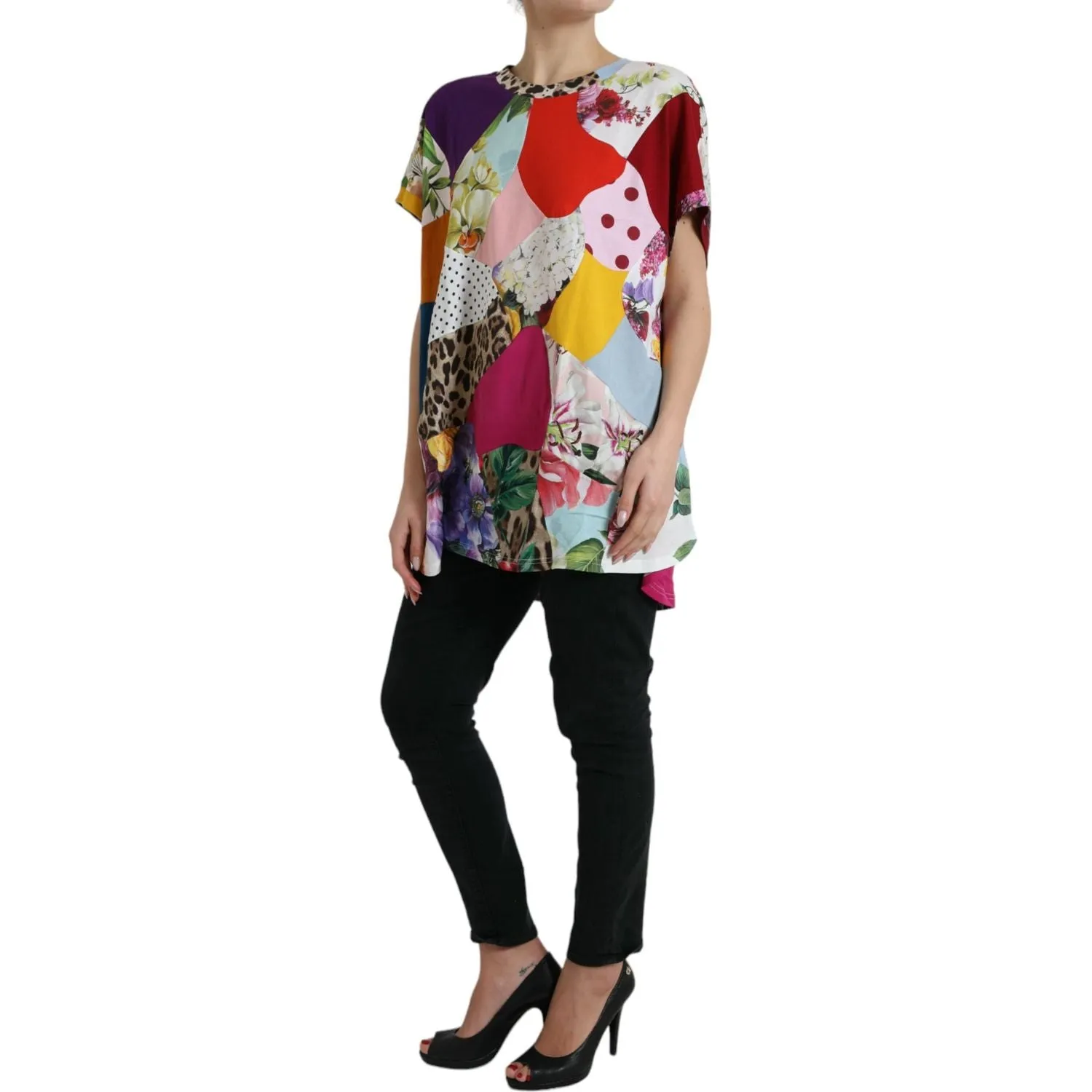 Dolce & Gabbana Multicolor Cotton Silk Patchwork Blouse