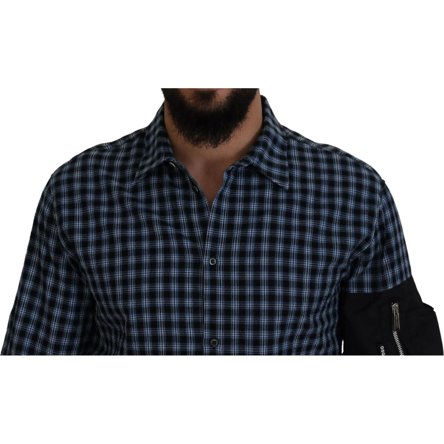 Dsquared² Multicolor Black Arm Plaid Men Long Sleeves Shirt