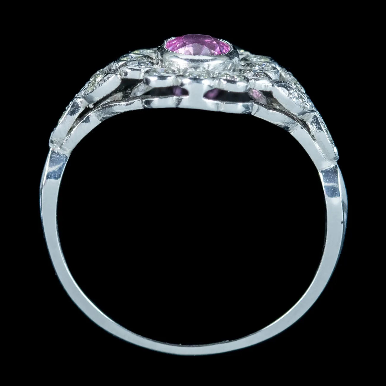 Edwardian Style Pink Sapphire Diamond Daisy Cluster Ring 0.60ct Sapphire