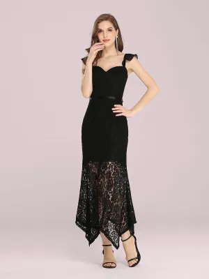 Elegant Casual Tea-Length Lace Bodycon Party Dress