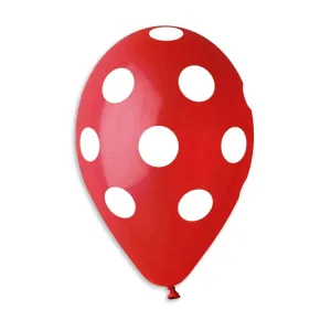 Gemar - 12" Red/White Polka Dot Latex Balloons #045 (50pcs)