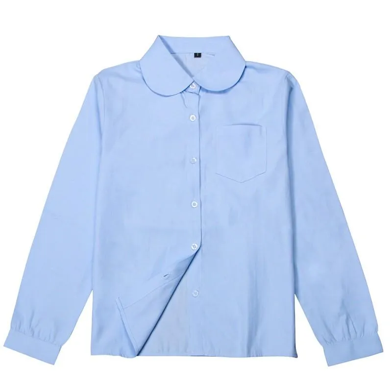 Girls Peter Pan Collar Long Sleeve School Shirts