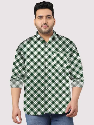 Green and white Checker Plus Size Full Shirt