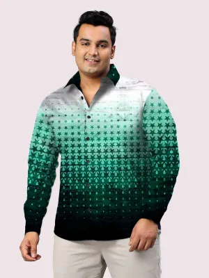 Green Star Printed Party Wear Shirts Men's Plus Size