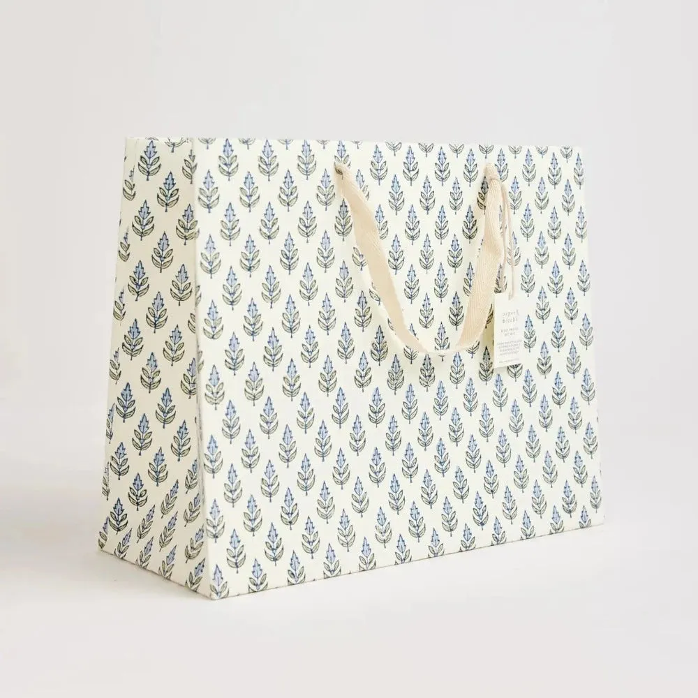 Hand Block Printed Gift Bags Blue Stone - Large