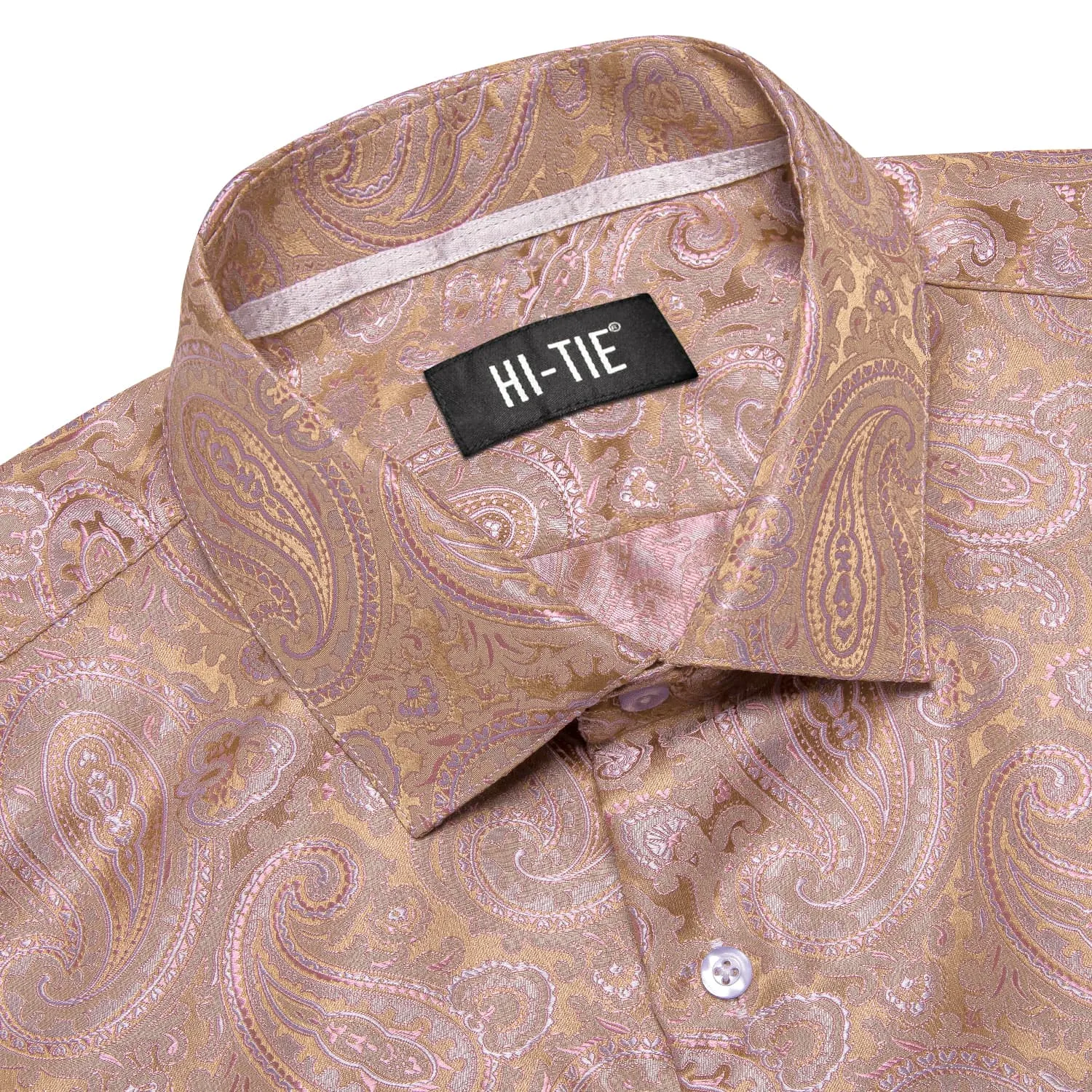 Hi-Tie Paisley Shirt PeachPuff Mens Button Down Shirt