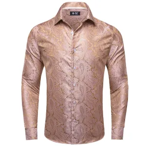 Hi-Tie Paisley Shirt PeachPuff Mens Button Down Shirt