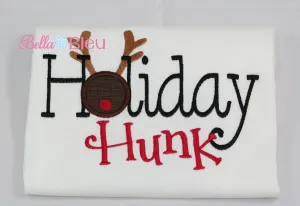 Holiday Hunk Boys Machine Embroidery Applique Design with Reindeer