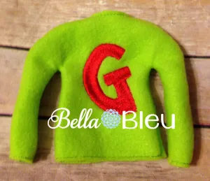 ITH Elf Grinchy Alphabet Sweater Shirt Machine Embroidery Design