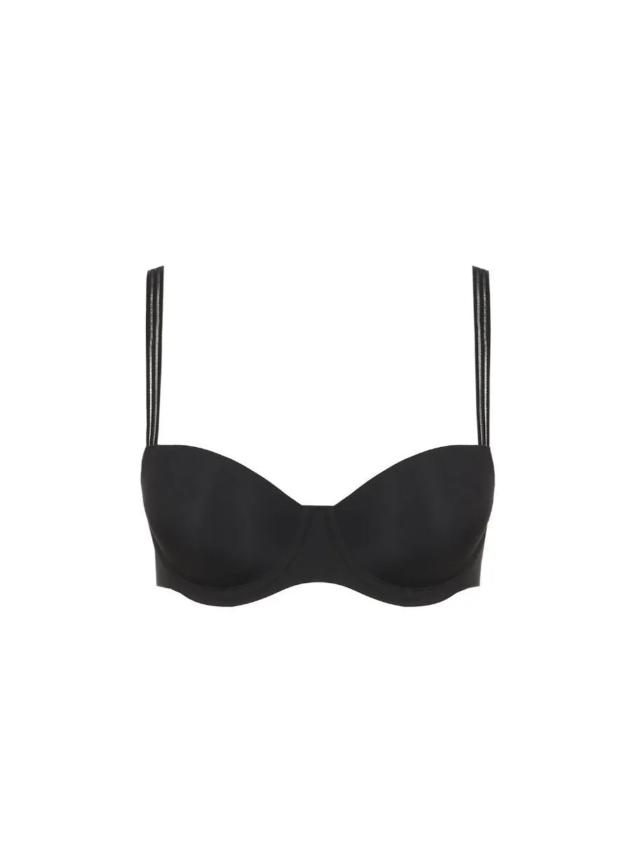 Louie Padded Balcony Bra - Black