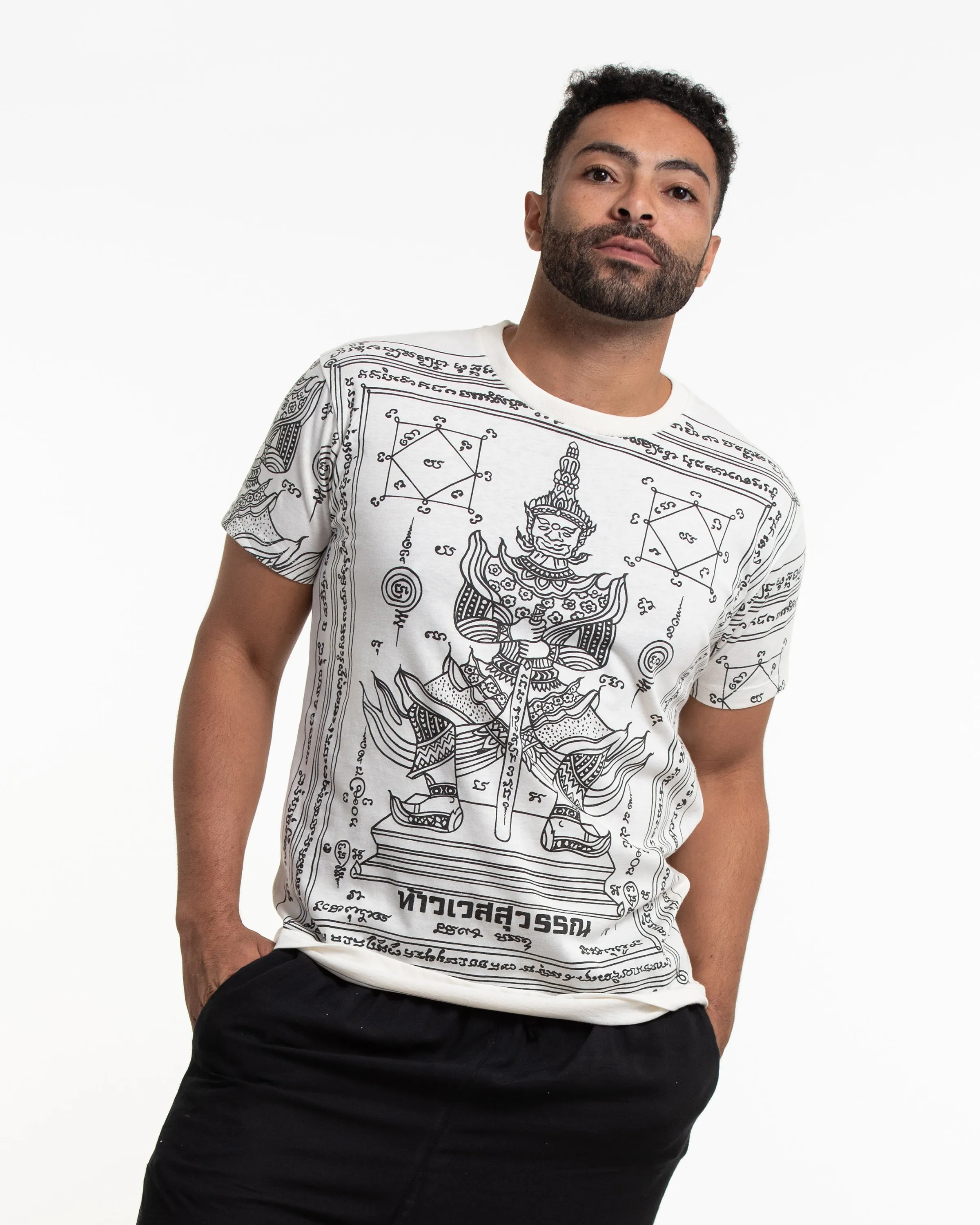 Mens Guardian Demon Tattoo T-Shirt in White