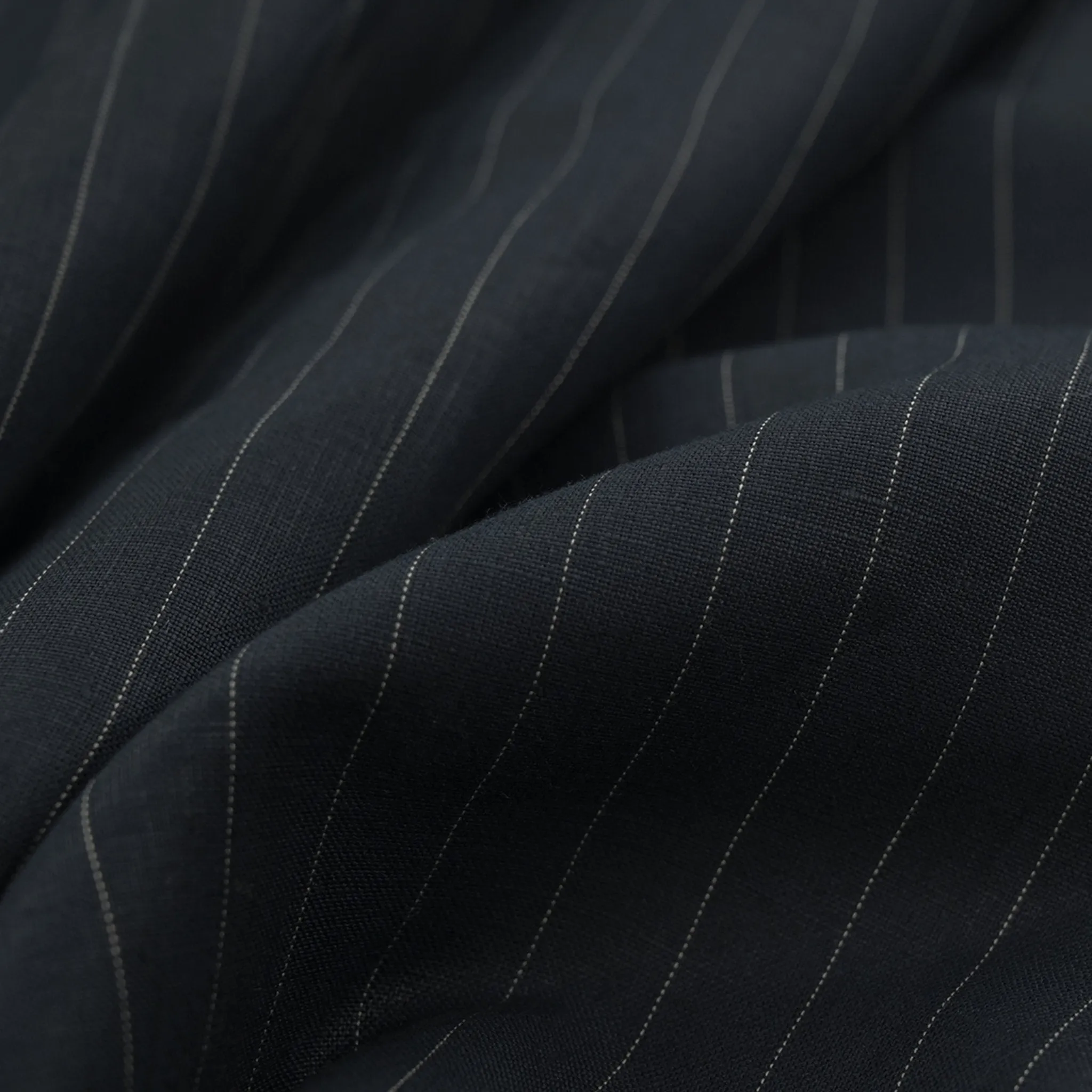 Midnight Pinstripe Linen Fabric 97573