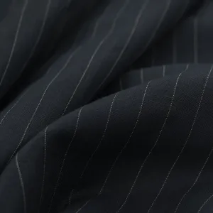 Midnight Pinstripe Linen Fabric 97573