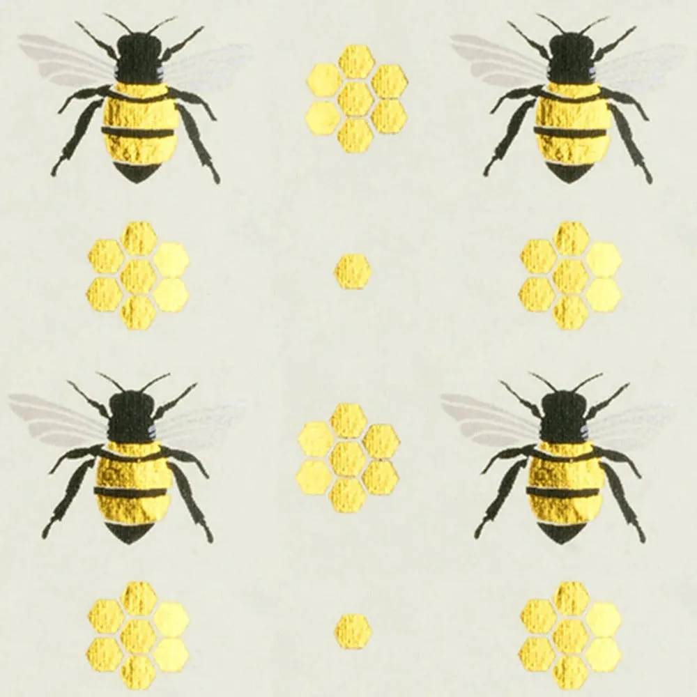 Midori Honey Bee Ivory Handmade Wrapping Paper - 2 Sheet Roll