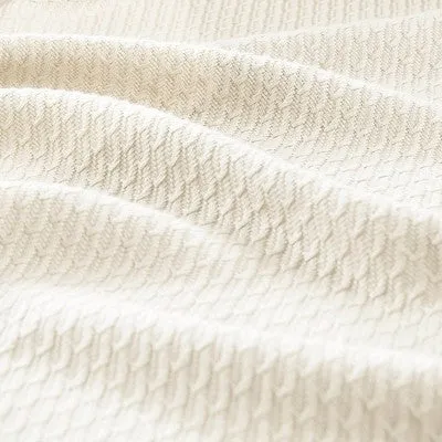 New - Full/Queen Textured Cotton Blanket Ivory