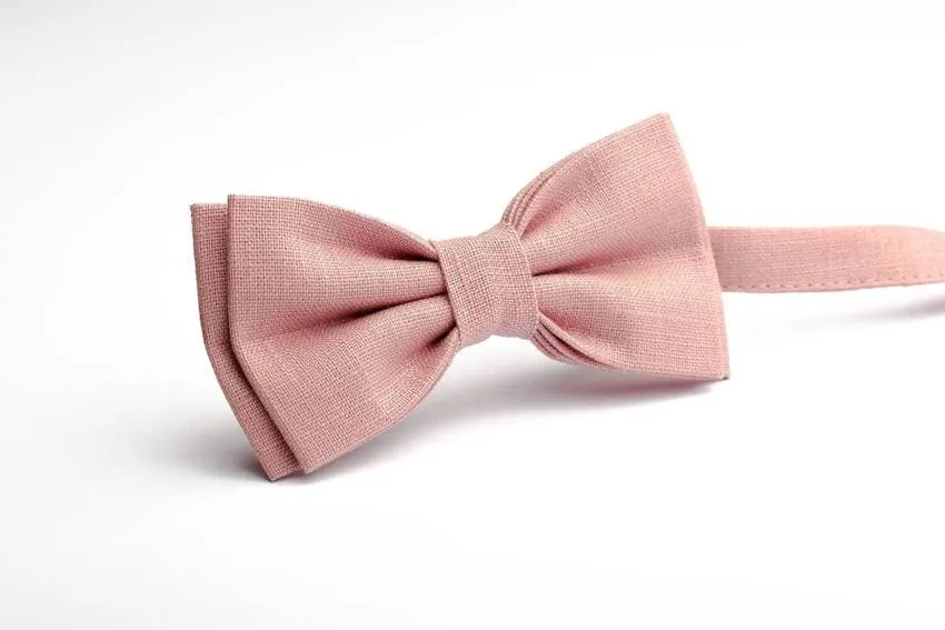 Piggy Pink Linen Bow Tie and Accessories - Perfect for Weddings and Festivals